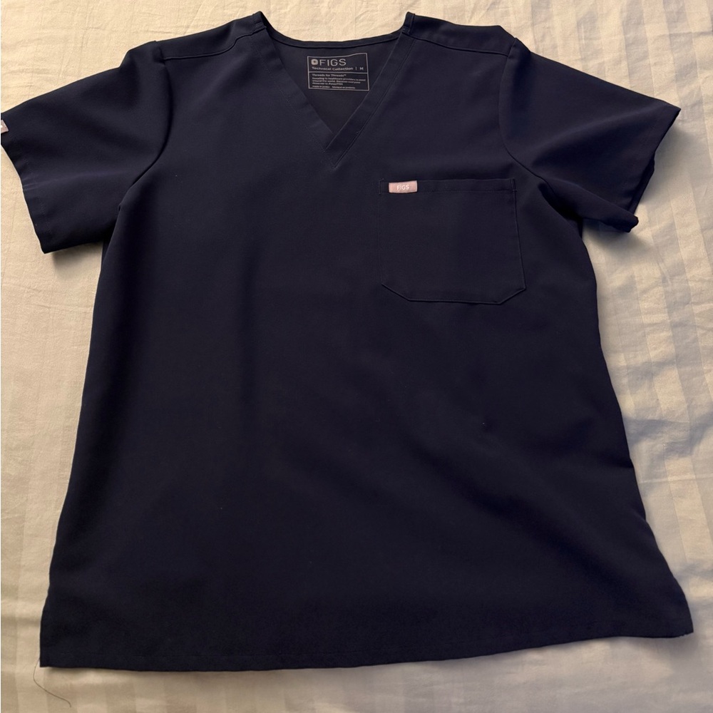 Figs Navy Blue V-Neck Medical Scrub Top